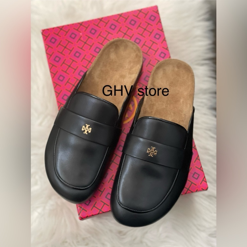 Tory Burch Everly Cork Leather Mule Shoes